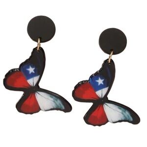 Americana Stars & Stripes Butterfly Charm Drop Earrings